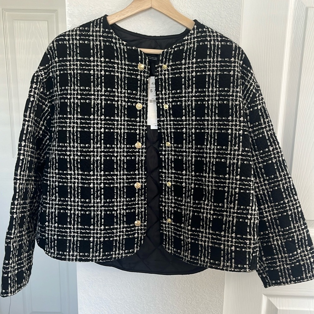 NWT Zara Textured Bomber Jacket S